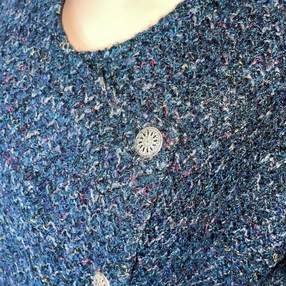 Coldwater Creek Button Up Sherpa Jacket boucle career modest navy blue button up - Picture 8 of 9